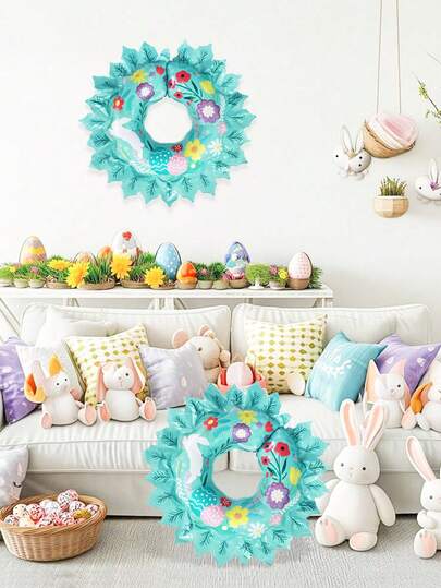2pcs Easter Shaped Wreath Balloons, Suitable For Birthday Party, Easter Themed Party Decoration, Home Decor - Beautiful Holiday Decoration, Spring Event Decor, Happy Easter Decoration