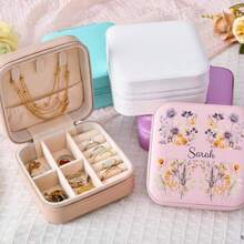 Customizable Personalized Jewelry Box, Can Be Used As Travel Jewelry Box, Bridesmaid Gift, Wedding Favor, Women's Personalized Gift, Engraved Jewelry Box, Birthday Gift - Multicolor - View 5