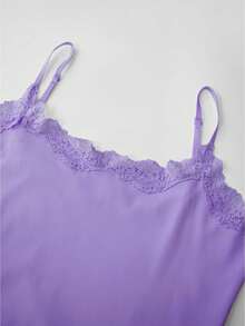 Women Y2k Fairy Lace Trim Cami Tank Tops With Built-In Bra Spaghetti Strap Sleeveless Camisole Crop Tops Sexy Backless Slim Fit Vest Shirt Summer Going Out Tops Aesthetic Clothes Streetwear - Màu tím - Xem 4