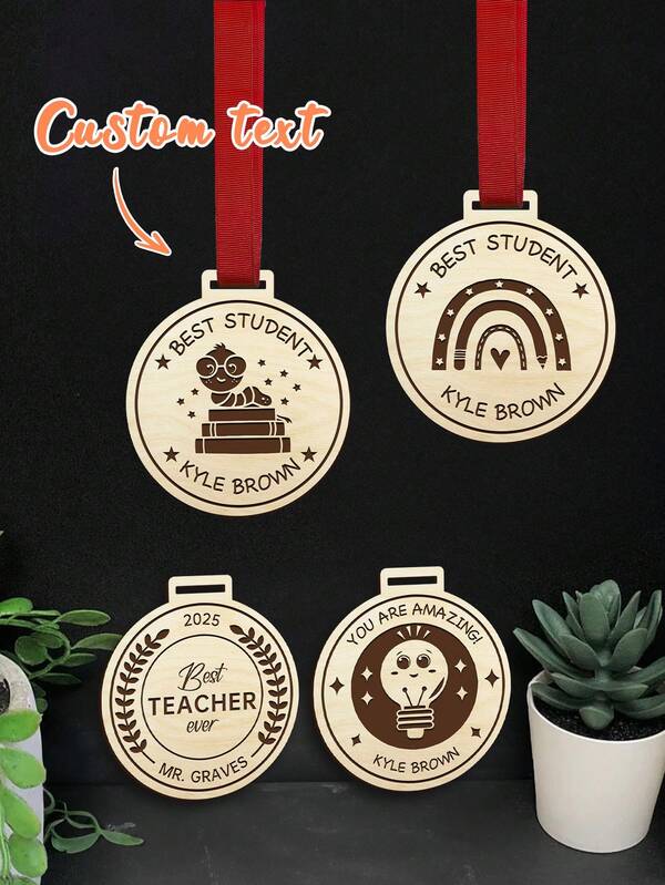 Customized Personalized Wooden Medals, Sports Customized Medals, Wooden Medals, Competition Medals, Marathon, 10-Kilometer Run, Cycling, Football, Dance, Swimming Finish Medals, Customized Sports Medals, Medals With Names, Kindergarten Graduation Medals, Children's Sports Event Medals