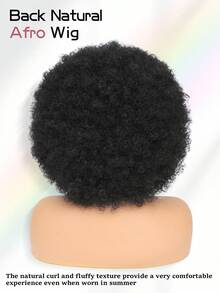 Afro Wig 14Inch Afro Wigs For Women 70s Mixed Brown Afro Kinky Curly Wig Bouncy Huge Fluffy Puff Wigs Synthetic Hair For Cosplay Daily And Party - 黑色 - 查看 5