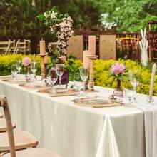 1pc High-End Party/Restaurant Solid Color Satin Tablecloth - Beige - View 15