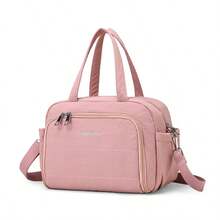 1pc Pink Lightweight Nylon Multi-Compartment Handbag & Shoulder Bag, Zipper Closure, Women Commuter Bag, All Season - Pink - View 13