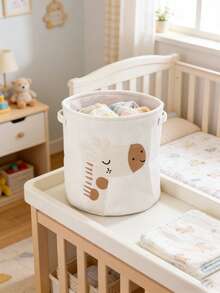 1pc Cartoon Animal Lion & Giraffe Baby Diaper Storage Bucket, Portable Diaper Organizer Bag, Nursery Storage Rack, Newborn Bathing Gift, Baby Essential - Multicolor - View 9