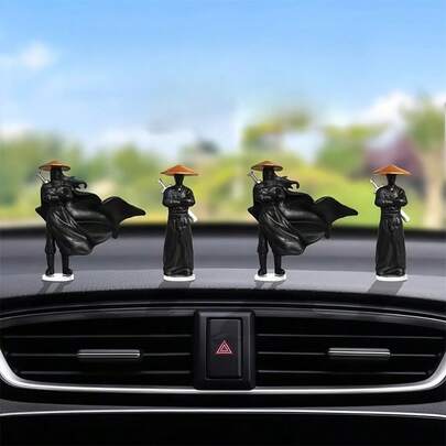 Car Dashboard Decorative Figurines 3-Piece Martial Arts Swordsman Set Desktop Computer Monitor Ornaments 3 Pcs Swordsman