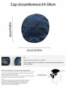 女士心形金属Logo水洗牛仔贝雷帽，Y2K风格百搭小众艺术画家帽，轻便遮阳帽，适合春夏户外活动，街头风贝雷帽 - 彩色 - 查看 5
