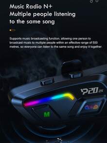 2pcs P20 500M Motorcycle Helmet Bluetooth 6.0 Wireless Intercom, 500M Music Sharing Headphone Loudspeaker, Motorcycle Accessories - P20 2X - Xem 7