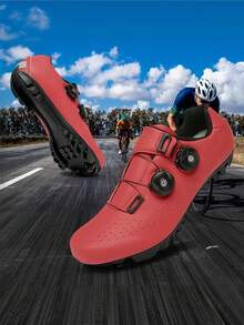 Zapatos de ciclismo unisex para MTB con cierre de gancho y bucle, zapatos de bicicleta de carretera con sistema de bloqueo automático, para bicicletas de ejercicio y ciclo indoor. Zapatos de bicicleta de montaña para hombres y mujeres con tacos Delta para pedales de bicicleta de exterior, zapatos MTB antideslizantes y resistentes al desgaste. - Rojo - Ver 5