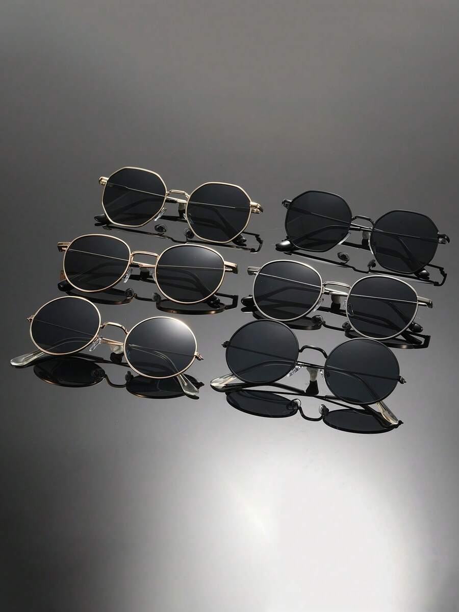 6副铜色方形经典现代简约风格男女通用眼镜，适合驾驶、钓鱼、露营、聚会、街头摄影、热带海滩度假、家庭出游、约会、时尚配饰