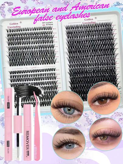 640pcs DIY Eyelash Extension Kit | 30D/40D/50D/60D Curl, 8-18mm Natural Fluffy Individual Lashes | All-In-One Tool Set With Applicator, Lash Glue And Remover | Reusable Soft False Eyelashes For Daily Wear And Home Use