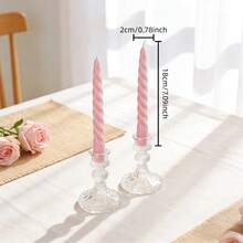 2支粉色长柄香氛蜡烛（不含烛台），直径0.78英寸，螺旋、扭曲和条纹设计，尖头造型。这些无烟大豆蜡烛非常适合装饰家居、卧室、节日、派对以及作为摄影道具。它们可以营造浪漫氛围，是婚礼装饰、结婚礼物、女士礼物和纪念品的理想之选。 - 2pcs - 查看 12