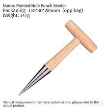 1pc Single-Hand Seeder | Wooden Handle, For Sowing, Seedling, Transplanting Plants, Digging, Gardening, Landscaping Hole Punching Tool. - Pointed-tip Hole-drilling Planter - View 1