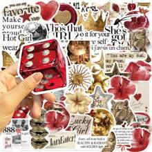 50张Y2K美学贴纸，包括都市女孩贴纸、Y2K风格黑白贴纸、都市贴纸、豹纹贴纸、艺术贴纸、卡通贴纸、涂鸦贴纸、乙烯基贴纸，适用于水瓶、保温杯、吉他、行李箱、手机、手机壳、笔记本电脑、滑板，是绝佳的礼品。 - 多色F - 查看 7