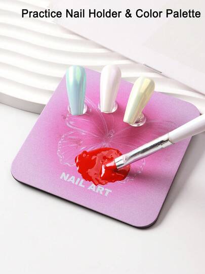 Pink Magnetic Nail Art Polish Palette, Multifunctional 2 In 1 Nail Practice Board, Nail Art Mixing Color Drawing Pallet Gel Polish Nail Painting Drawing Board Manicure Tools