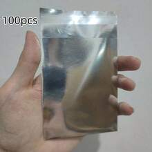 100 Peças Sacolas de Presente Autosselantes com Espelho Prateado - Porta-cartões de Alumínio Opaco, Adequado para Cartões, Fotos, Crachás e Proteção de Cartão Bancário, Protetores de Cartão, Bolsas Protetoras de Cartão de Crédito - Multicolorido - Visão 10