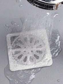 50 piezas Filtro de malla reutilizable para drenaje de ducha - Protector de drenaje de piso antiacumulación de cabello para bañeras, cocina y uso doméstico | Pantalla de malla lavable con diseño antideslizante (secar antes de la instalación) - gris plateado - Ver 4