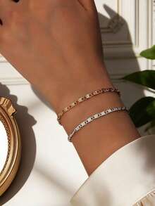 2件套情侣阴阳项链和双色手链套装 - 彩色 - 查看 9