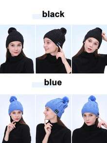 保暖无线针织帽，可拆卸，超长续航，低延迟，高清通话，立体声音乐帽 - 彩色 - 查看 5