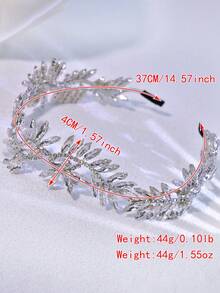 1pc Luxury Crystal Headband, Fashion Hair Accessory For Women, Suitable For Wedding, Party, Prom, And Daily Wear - Silver - View 5