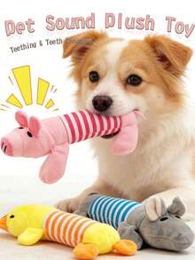 Đồ chơi gặm cho chó bằng vải nhung có tiếng kêu - Bền, mềm, chống gặm, màu hồng và sọc xám/xanh dương - Phù hợp cho tất cả các loại chó thích gặm, từ giống nhỏ đến giống lớn, được thiết kế dành cho chó thích gặm. - Nhiều màu - Xem 2