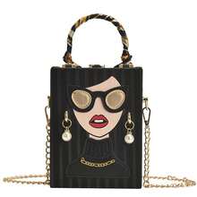 Novelty Unique 3D Lady Face PU Leather Top Handle Satchel Handbags For Women Funky Tote Purse Hobo Crossbody Shoulder Bags - 黑色 - 查看 6