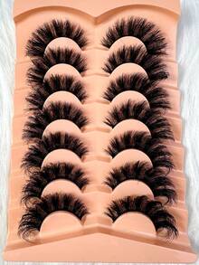 7对3D仿貂毛假睫毛，自然浓密，卷翘纤长，条状假睫毛 - 8D036-7dui - 查看 7