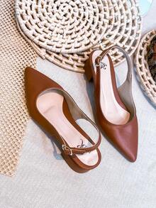 Slingback Open-Toe Pump With A Heel Below 3cm. - Caramel-smooth - View 7