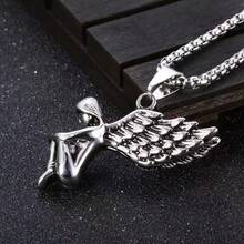 男女通用哥特风哭泣天使翅膀合金吊坠项链 - 銀色 - 查看 4