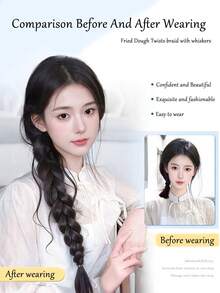 Wigs, Braids, Low Ponytail, Messy Braid,Long Braid, Braided Wigs, Ponytail,Heat Resistant Braided Fake Ponytail, - Multicolor - View 2