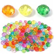 6/8/10毫米透明刻面扁平亚克力珠，100-500颗/包，算盘珠，适用于珠宝制作、DIY手工手链，亚克力珠 - 隨機混色 - 查看 2