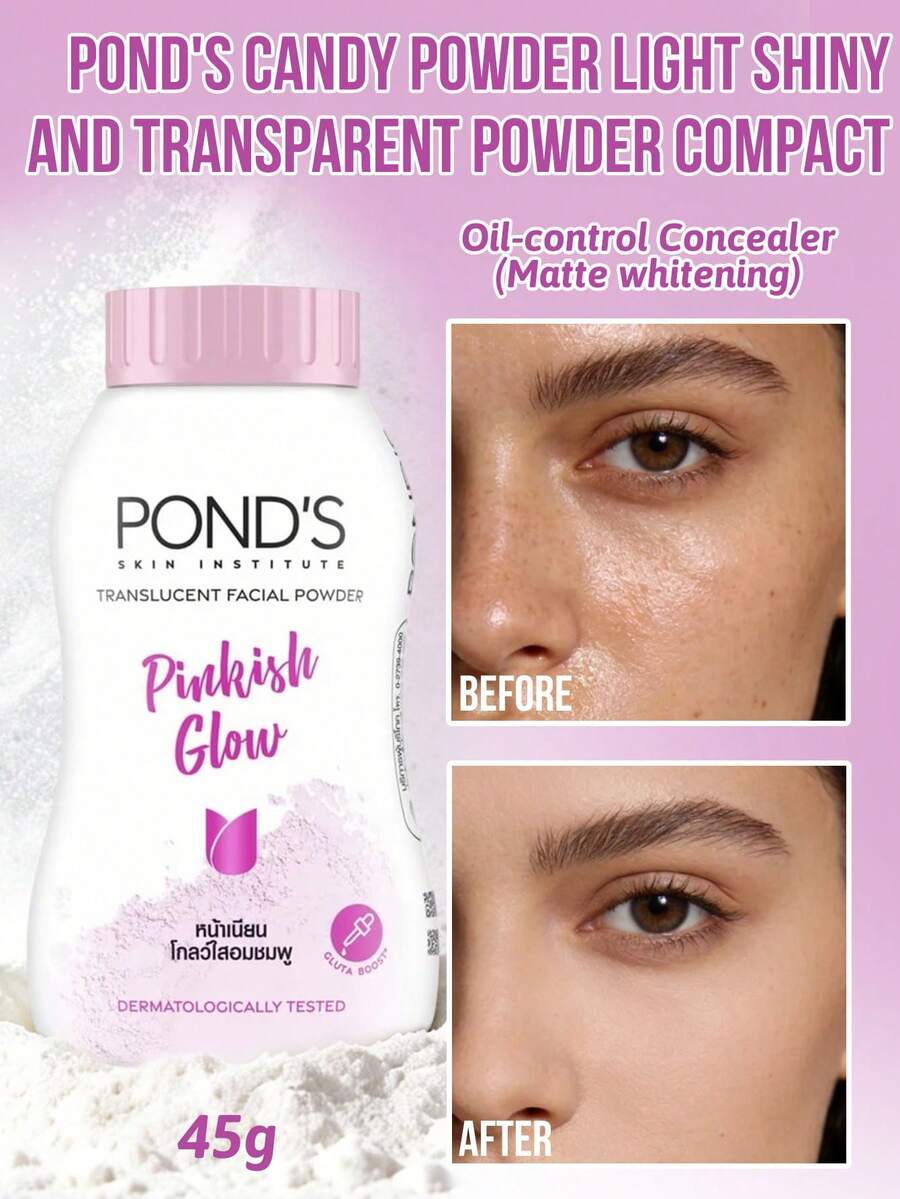 Pond's 旁氏糖果粉饼，轻盈透亮，控油遮瑕，哑光妆效，24小时持久不脱妆，防汗防晕染，有效吸油，轻薄透气不刺激，保湿亮泽，油性肌肤必备，适合日常通勤和约会，馈赠佳品。 - Pink version - 查看 1