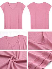 Women's V Neck Tank Top 250th Anniversary Eagle Flag Print Retro Patriotic Independence Day Summer Top - 淺粉色 - 查看 5