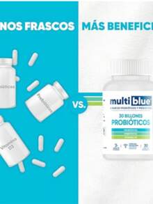 Probióticos y Prebióticos 30 Cápsulas | 30 Billones UC | Lactobacillus, Acidophilus, Paracasei y Vitamina D3 | 100% Natural, Sin Gluten | 1 capsula diaria (1 mes) | Suplementos Alimenticios MULTIBLUE - Blanco - Ver 6