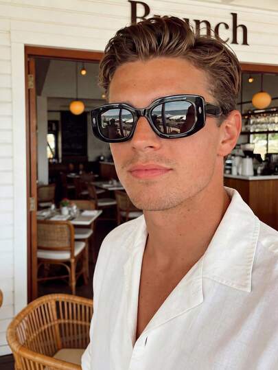 Retro Rectangular Black Fashion Fashion Glasses, Plastic Casual Decorative Daily Wear Unisex