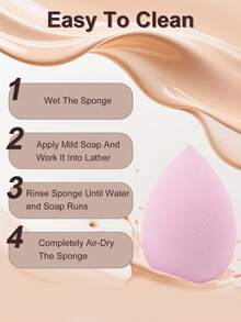 YZIMENG 3个大号水滴形化妆海绵，柔软亲肤。便携式化妆粉扑，适合旅行。价格实惠的化妆配件。可用于房间装饰、梳妆台、卧室化妆，粉扑、化妆海绵，经济实惠。弹性好，价格低廉的化妆工具，礼品，女士礼物，圣诞礼物。 - 粉色 - 查看 4