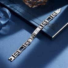 1pc Customized Couple Stainless Steel Engraved Photo Bracelet, Ideal Gift For Boyfriend, Dad, Family, Friends, Son, Grandparents, Suitable For Anniversary, Valentine's Day, Birthday, Father's Day, Graduation, Daily Wear, Prom, Back To School, Office, School, Teacher's Day - Silver - View 2