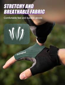 Guantes de Ciclismo para Hombre y Mujer, Guantes de Ciclismo de Carretera Acolchados con Gel viscoelástico Amortiguador, Guantes de Ciclismo Transpirables con Pantalla táctil Reflectante - Azul - Ver 3