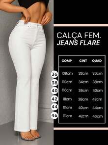 Women's Flare Jeans, Bell Bottom, Retro Style, Casual, Elegant, High Waist - trắng - Xem 4