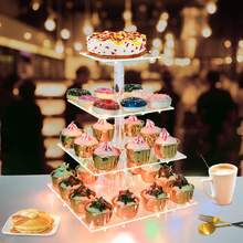 Cupcake Stand With Lights, 4Tier/5 Tier Cupcake Holder, Cupcake Tier Stand For 52/64 Cupcakes, Acrylic Dessert Table Display Set For Weddings, Clear Square Dessert Treat Display For Birthday Cady Bar, Party, Graduation - 4 Tier With Light Strip - View 7