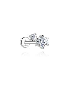 1 đôi bông tai bạc 925 đính đá Moissanite hình ngôi sao tinh tế, kiểu dáng phẳng, thích hợp cho nữ, đeo hàng ngày, hẹn hò, đi nghỉ mát, dự đám cưới, dự tiệc, làm quà tặng ngày lễ. - Bạc - Xem 16
