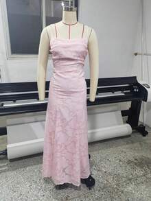 New Fashionable Versatile Spicy Girl Style Burgundy Sexy Slip Dress - 粉色 - 查看 4