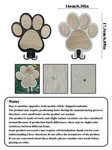 1pc Customizable Wooden Dog Leash Hook, Can Be Engraved, Personalized Dog Collar Hanger, Adjustable Angle Metal Hook, 16*16cm, Paw Print Design, Ideal For Dog Lovers, Pet Home Decor, Housewarming Gift, Wall Decor, Dog Accessory Organizer - Multicolor - View 6