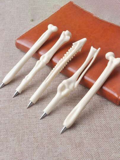 1pc Bone Ballpoint Pen, Black Ink Gift Pen, Super Realistic Bone Ballpoint Pen Stationery, Smooth Writing Abs Material Learning Office Supplies, A Variety Of Styles