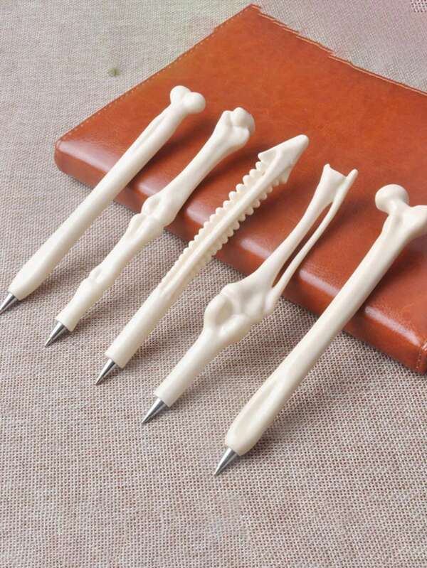 1pc Bone Ballpoint Pen, Black Ink Gift Pen, Super Realistic Bone Ballpoint Pen Stationery, Smooth Writing Abs Material Learning Office Supplies, A Variety Of Styles