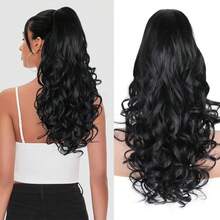 European And American Style Wavy Ponytail Clip-On Hair Extensions, Fluffy Invisible Big Curly Pear Blossom Wavy Ponytail - Multicolor - View 12