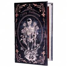 [Free Shipping]Decorative Vintage Book Shaped Trinket Storage Box Halloween Skull Embossed Pattern,Halloween Decoration Faux Book Boxes,Gothic Style Decorated Storage Box -24A-002 - Bộ xương - Xem 6