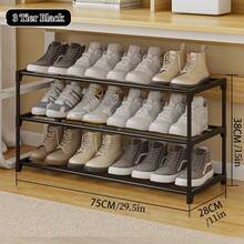3-Tier Heavy Duty Thickened Shoe Rack, Space-Saving Storage Organizer For Men's Shoes, Strong Load-Bearing Entryway Shelf For Wardrobe & Bedroom, Ideal For Shoes & Decor, Perfect Holiday Gift - 黑色3層75cm - 查看 11