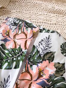 女童热带花卉印花无袖连体裤，收腰阔腿度假风长款连体裤，春夏款 - 彩色 - 查看 5