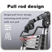 SAEIV Telescopic Folding Ladder, Stainless Steel, 4.2m (2.1 + 2.1m), Extendable Ladder, Non-Slip Stainless Steel Stepladder, Multi-Purpose Ladder, Telescopic Extension Ladder, 150kg Load Capacity - 2.1+2.1M - View 7