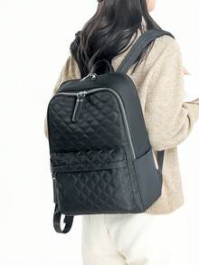 Functional City Backpack | Interpreting The Aesthetics Of All-Weather Commuting. Unlock The Absolute Visual Sovereignty Of Daily Life And Travel, Equipped With A Scientific Modular System: The Entire Series Adopts A Diamond Quilting Process, And The Multi-Pocket Design Realizes The Classification And Storage Of Items. - Multicolor - View 8